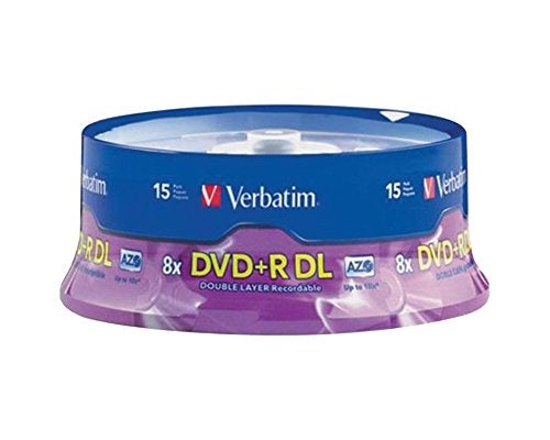 Verbatim DVD+R DL AZO 8.5GB 8x-10x Double Layer Recordable Disc, 15-Disc Spindle 95484