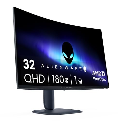 Alienware 32 Curved Gaming Monitor - AW3225DM - 31.5-inch QHD (2560 x 1440) 180 Hz 1ms Display, 1500R Curve, AMD Freesync, VESA AdaptiveSync, VESA DisplayHDR 400, VA Panel, 360° Ventilation