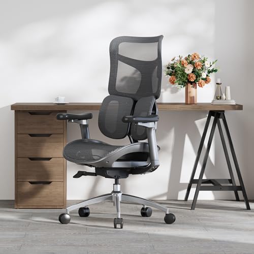 SIHOO S100 Ergonomic Office Chair, 6D Dynamic Lumbar Support, Adjustable Seat Depth, Ultra Soft 3D Armrests, Adjustable Backrest Home Office Chair, Big and Tall Computer Chair
