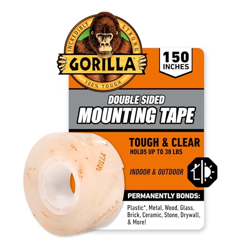 Gorilla Tough & Clear Double Sided Adhesive Mounting Tape; Extra Large; 1" x 150"; Clear; (Pack of 4)