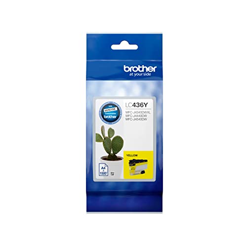 brother Genuine LC436Y Ink Cartridge, Yellow, Page Yield Up to 1500 Pages, (LC-436Y) for Use with: MFC-J4440DW, MFC-J4540DW, MFC-J4340DW XL, Standard Capacity
