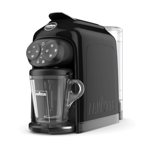 Lavazza, A Modo Mio Deséa Coffee Capsule Machine, with a Refined Glass Mug, Touch Interface, Sound Alerts, Automatic Shut-Off and Adjustable Grid, Dishwasher-Safe Components, 1500W, 220-240V, Black
