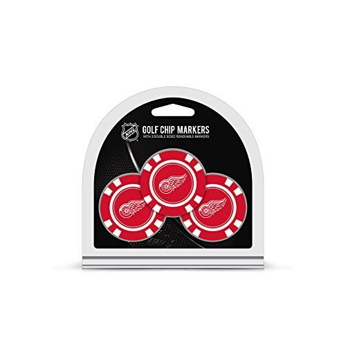 Team Golf NHL Golf Chip Ball Markers (3 Count), Poker Chip Size with Pop Out Smaller Double-Sided Enamel Markers, Mens, Detroit Red Wings 3 Pack Golf Chip Ball Markers, 13988, Multi, One Size