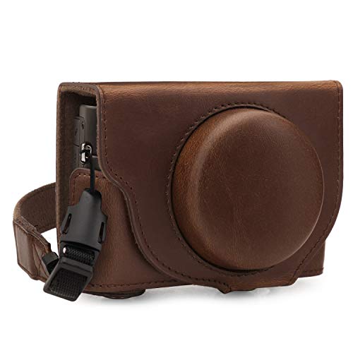 MegaGear Sony Cyber-Shot DSC-RX100 VII MegaGear MG1731 Ever Ready Leather Camera Case Compatible with Sony Cyber-Shot DSC-RX100 VII - Dark Brown Camera Case, Dark Brown (MG1731)
