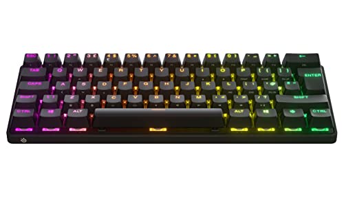 SteelSeries Apex Pro Mini Wireless HyperMagnetic Gaming Keyboard – World's Fastest Keyboard – Compact 60% Design – RGB – PBT Keycaps – Bluetooth – 2.4GHz – USB-C – English QWERTY Format