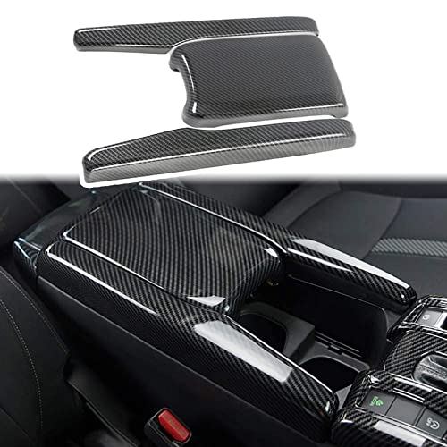 Lotcesfun Center Console Trim Cover Compatible with Honda Civic 10th Generation 2016-2021 Center Armrest Box ABS Black Carbon Fiber (3Pcs)