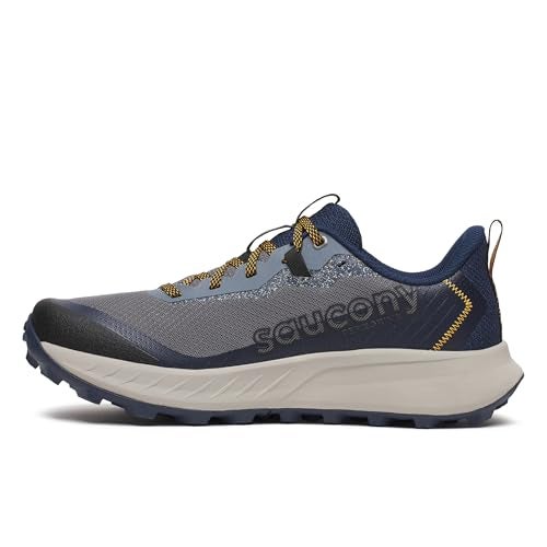 Saucony Men's Peregrine 15 Shoes, Cinder/Navy, 8 US