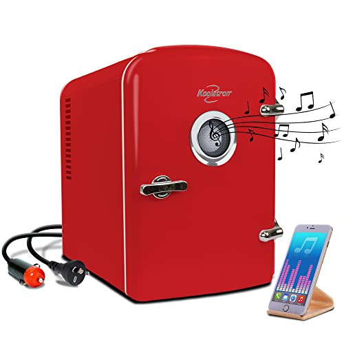 Koolatron 4L 6 Can Portable Mini Fridge with Bluetooth Speaker (Multicolour)