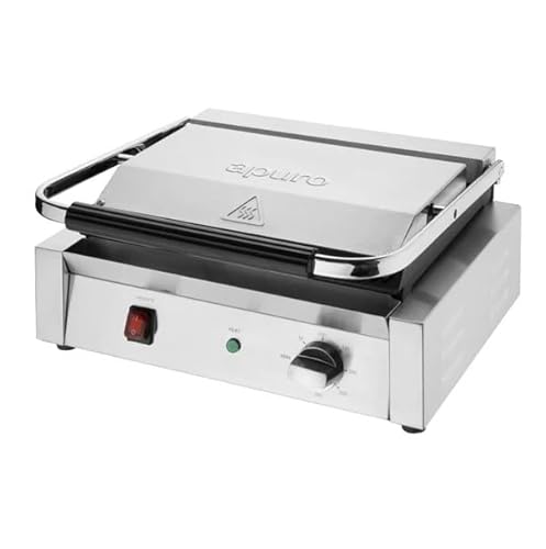 Apuro Bistro Large Contact Grill with Flat Upper and Lower Plates - 15amp