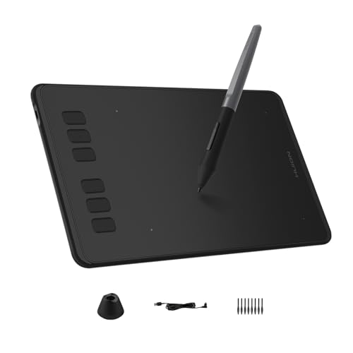 HUION Inspiroy H640P 6 * 4 inch Graphics Drawing Tablet with Battery-Free Stylus 8192 Pressure Sensitivity 6 Customized Hot Keys, Digital Pen Tablet for Linux, Mac, Windows PC and Android, Black