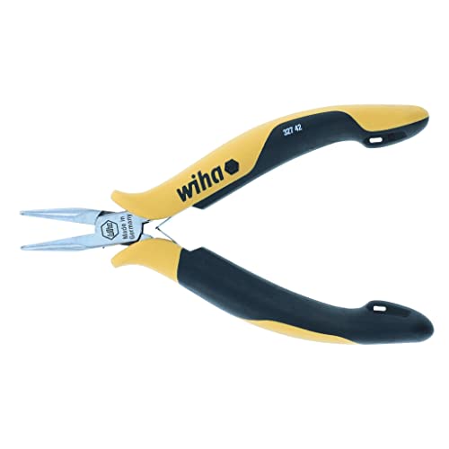 Wiha 32742 Pliers, Short Snipe Nose, Straight, Serrated Jaws, ESD Safe