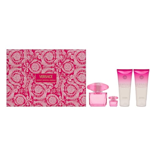 Bright Crystal Absolu by Versace for Women - 4 Pc Gift Set 3oz EDP Spray, 5ml EDP Spray Mini, 3.4oz Shower Gel, 3.4oz Body Lotion