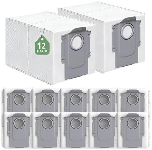 Hygieia 12 Pack Dust Bags for Roborock S8 MaxV Ultra, S8 Max Ultra, QRevo, QRevo MaxV & Saros series Robot Vacuums – Disposable Self-Sealing Spare Replacement Vacuum Bags for Roborock Vacuum Cleaner