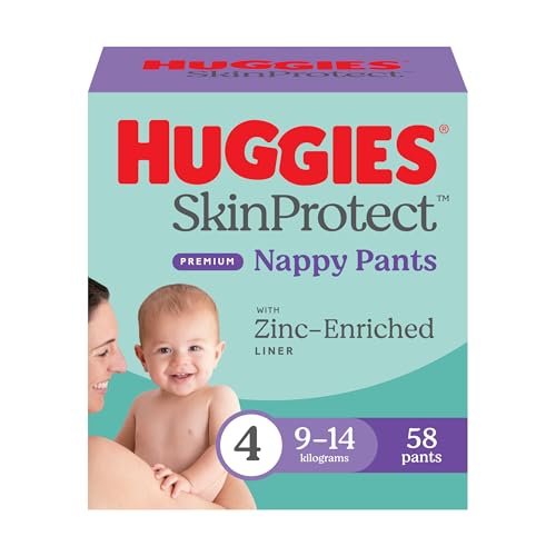 Huggies Skin Protect Nappies Pants Size 4 (9-14 kg) 58 Count - Packaging May Vary