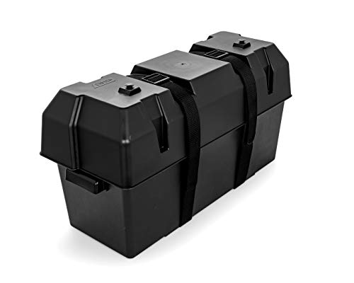Camco Heavy Duty Double Battery Box with Straps and Hardware - Group GC2 | Safely Stores RV, Automotive, and Marine Batteries | Measures Inside 21-1/2" x 7-3/8" x 11-3/16" | (55375)