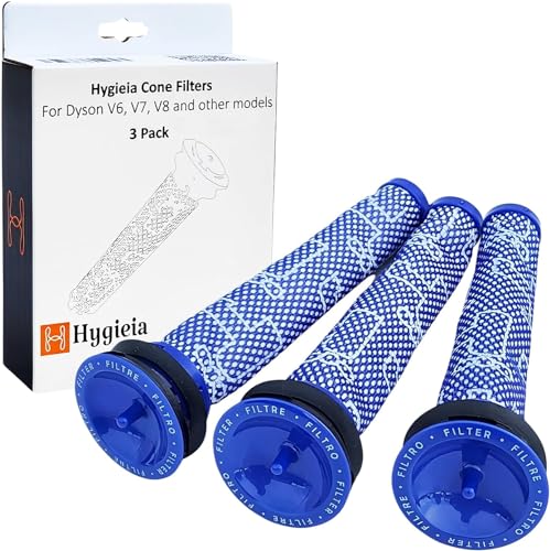 Hygieia 3 Pack Pre Motor Filter Replacement Kit for Dyson V6 V7 V8 DC58 DC59 DC61 DC62 Stick Cordless Vacuum Cleaners, Washable Set for Dyson Filter Replacement