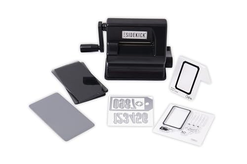 Sizzix Portable Manual Die Cutting & Embossing Machine for Arts & Crafts, Scrapbooking & Cardmaking, 2.5” Opening, One Size, Tim Holtz Sidekick Starter Kit