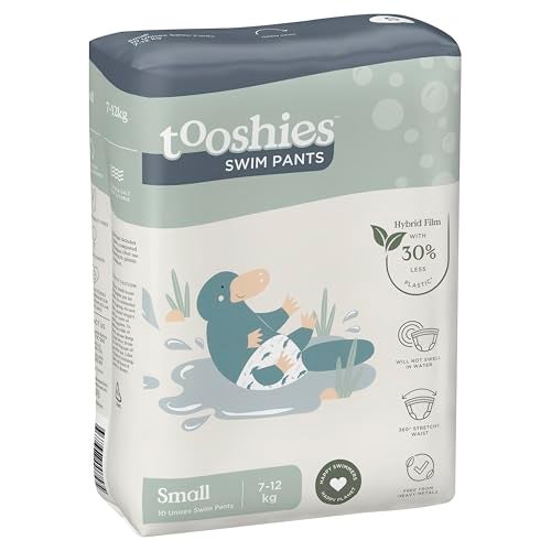 Tooshies Eco Swim Pants | Size Small 7-12 kgs | Hybrid film with 30% Less Plastic | No Swell | Pull Up and tear off | Platypus Print | Unisex | 10pk