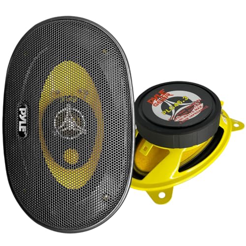 Pyle Car 3-Way Speaker System, 4x6-inch, 180W, 4Ohm, mid-tweeter component speakers with 30Oz magnet, 2” mount depth, designed to fit standard OEM car stereo locations for enhanced audio performance