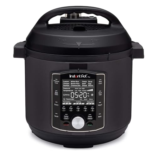 Instant Pot Pro 5.7L Multicooker -10 -in-1- Pressure cooker, slow cooker, sous vide, sauté pan, rice/grain cooker, steriliser, cake baker, steamer, yoghurt maker, & warmer. Stainless cooking pot.