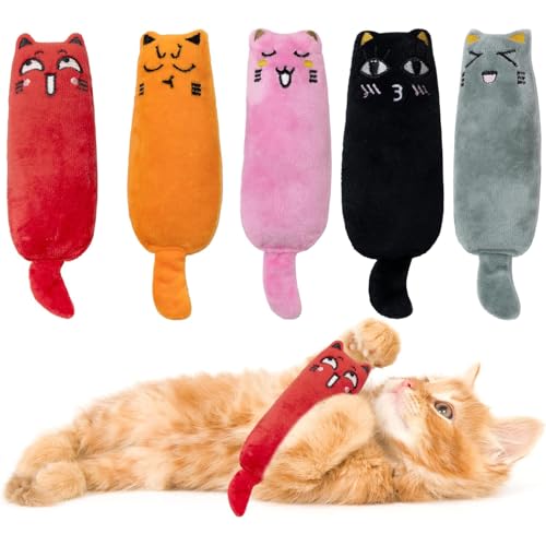 Mumoo Bear 5Pcs Bite Resistant Catnip Toy for Cats,Catnip Filled Cartoon Mice Cat Teething Chew Toy