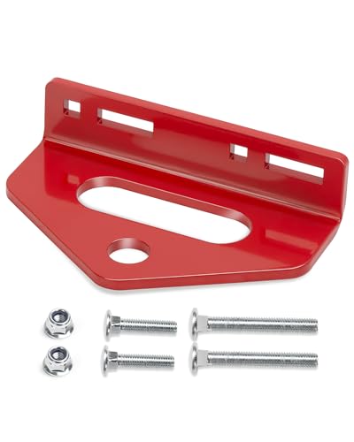 Zero Turn Mower Trailer Tow Hitch, 1/4"(6mm) Thick Heavy Duty Steel Universal Lawn Trailer Hitch 2"-5.1" Hole Center, Versatile Chain Slot Rugged Steel Trailer Hitch with Carriage Bolt Hardware Red