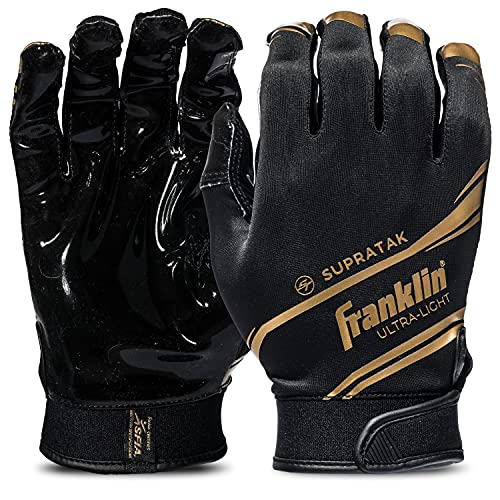 Franklin Sports 28360F1 Supratak Football Receiver Gloves - Black/Chrome - Adult Small