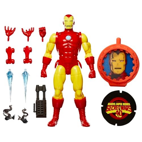 Marvel Legends Series Iron Man, Avengers Retro Marvel Comics Secret Wars Collectible 6 Inch Action Figure with Shield