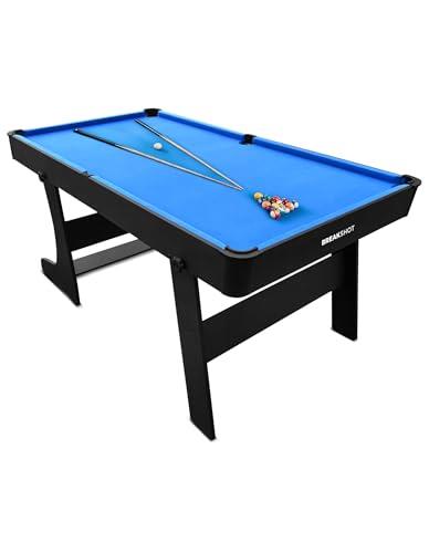 ActiveGo BreakShot Fold Up 6ft Pool Table with Foldable Frame for Storage, Solid MDF Playing Surface & All Accessories Included