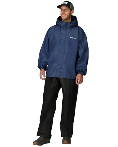 frogg toggs Men's Standard Classic All-Sport Waterproof Breathable Rain Suit, Royal Blue/Black, Large