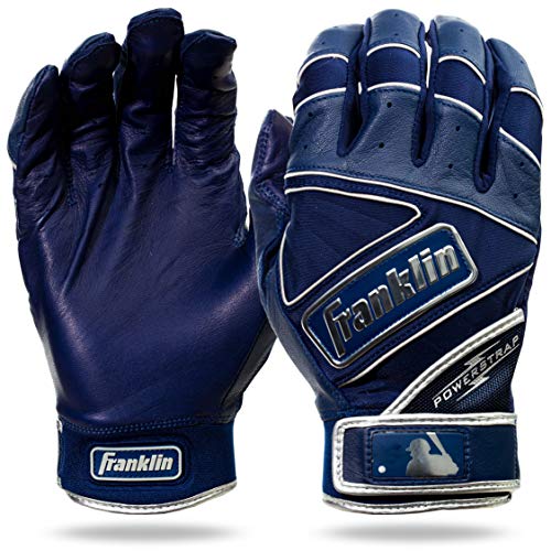Franklin Sports MLB Batting Gloves - Powerstrap Chrome Adult Men's + Youth Batting Gloves Pair - Baseball + Softball Gear - Navy - XX Large