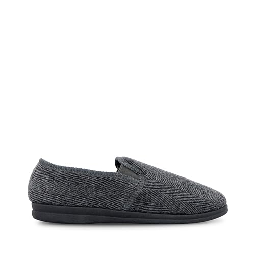 Grosby Men's Tony Slipper, Charcoal/Black, UK 10/US 11