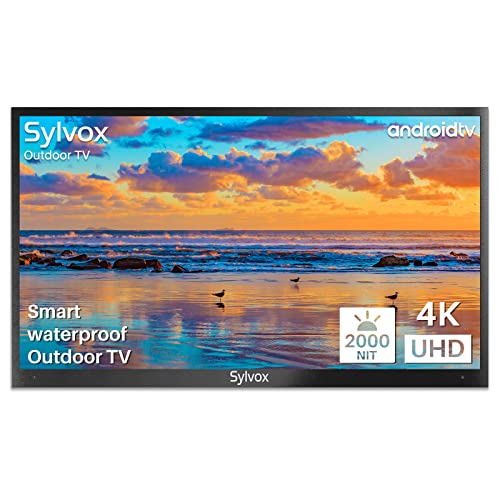 SYLVOX Outdoor TV, Smart Outdoor TV 43” 2000 Nits Full Sun, 4K UHD Weatherproof Outdoor Television with Voice Control Chromecast Built-in, IP55 Android TV for Outside (Pool Pro Series)