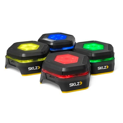 SKLZ Reactive Flash LED Training Pods – Reaction Time, Agility, and Cognitive Training Tool with 4 Games – Multi-Directional Activation, Durable Design for Speed and Hand-Eye Coordination