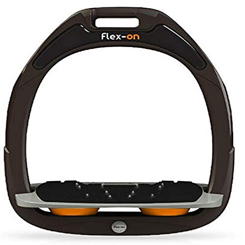 Flex-On 95798 GAMME Safe-ON Mixed Ultra-Grip Stirrups Frame Color: Brown Footbed Color: Grey Elastomer: Orange