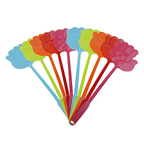ValueHall 10 Pack Fly Swatter Pest Control Multi-Colors Plastic Handle for Flies V7023