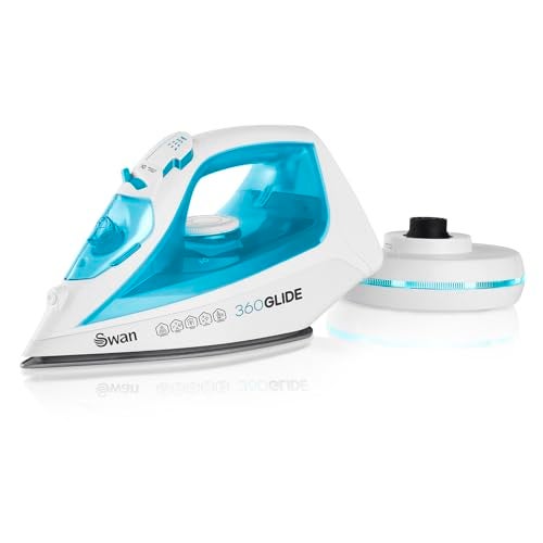 Swan SI16410N 2-in-1 Cord or Cordless Steam Press Iron, Non-Stick Ceramic Soleplate, 2800W, Blue