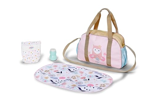 BABY born Changing Bag for 36cm and 43cm Dolls - Featuring Floral Design, Includes Changing Mat, Diaper, and Powder Box