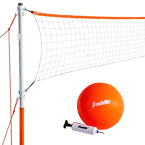 Franklin Sports Outdoor Volleyball Net Sets - Beach + Backyard Portable Volleyball Net with Poles - Complete Outdoor Volleyball Sets with Net + Volleyball Included
