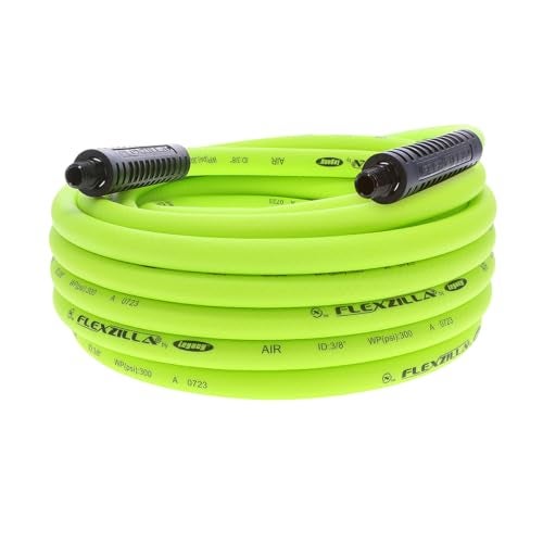 Flexzilla Air Hose, 3/8 in. x 35 ft., 1/4 in. MNPT Fittings, Heavy Duty, Lightweight, Hybrid, ZillaGreen - HFZ3835YW2
