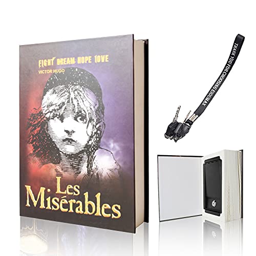 Booksafe Diversion Secret Real Book Hidden Safe with Key Lock Real Paper Book Locking-Les Miserables