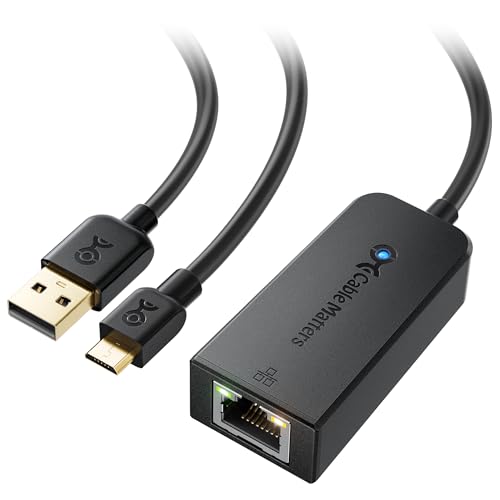 Cable Matters Micro USB to Ethernet Adapter Up to 300+Mbps, Fire Stick Ethernet Adapter, Compatible with Fire TV Stick, Chromecast (Gen 1-3, up to Aug 2020), Google Home Mini - Not for Roku