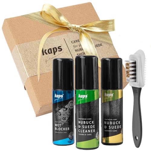 Complete Shoe Clean and Care Kit, Shoe Care Set for Nubuck and Suede Boots and Shoes, Footwear Cleaning Kit with Gift Box by Kaps