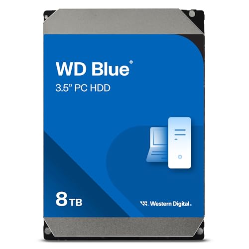 Western Digital 8TB WD Blue PC Hard Drive HDD - 5640 RPM, SATA 6 Gb/s, 128 MB Cache, 3.5" - WD80EAZZ