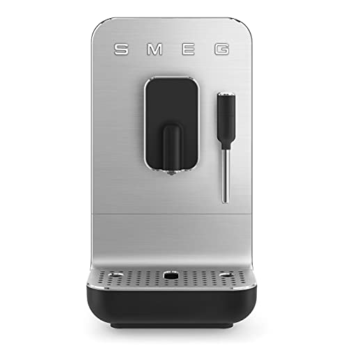 Smeg BCC02BLMUK Bean to Cup Coffee Machine, Retro 50's Style, Steam Wand, Matte Black