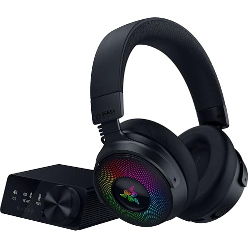 Razer Kraken V4 Pro Wireless Gaming Headset: OLED Control Hub - HD Haptics - 2.4GHz Wireless - Bluetooth - USB - 3.5 mm - Super Wideband Mic - For PC, Mac, PS5, Nintendo Switch, Steam Deck, Smartphone