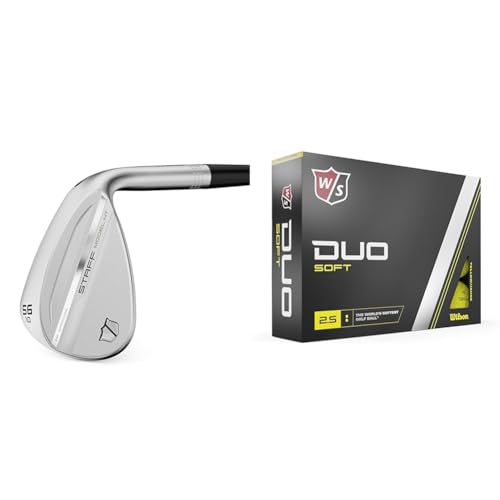 Wilson Men's Right Hand Staff Model ZM Wedge HT Golf Irons, 60/10 Loft and Duo Soft Golf Ball, Yellow (Set of 12 Ball)