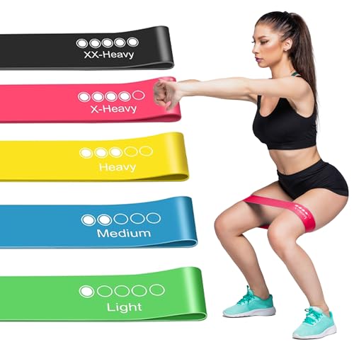 K-MART Resistance Bands Set of 5 - Exercise Band with 5 Different Resistance Levels, Ideal Resistance Band for Home Gym Workouts, Yoga, and Pilates, Includes Storage Bag (Multicolour)