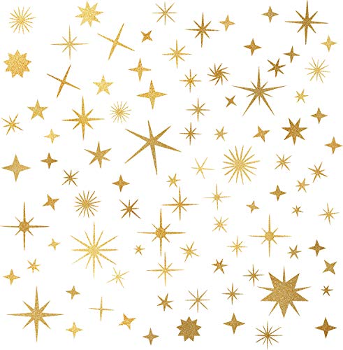 Sparkle Decals Star Decals, Nursery Wall Decal, Kids Room Decor, Star Wall Decor, Sparkle Wall Art, Baby Room Star Wall Sticker Peel&Stick Removable Decals (Vintage Gold)