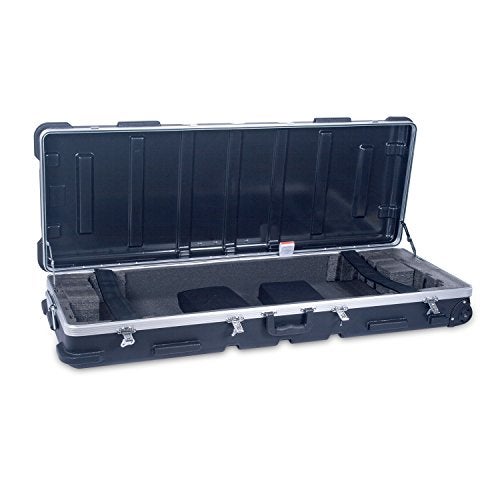 Crossrock Keyboard Case, Injection Molded PE Hardshell Flight Case With Wheels, Designed For 61-Note Keyboard, Black (CRA862YKBK)
